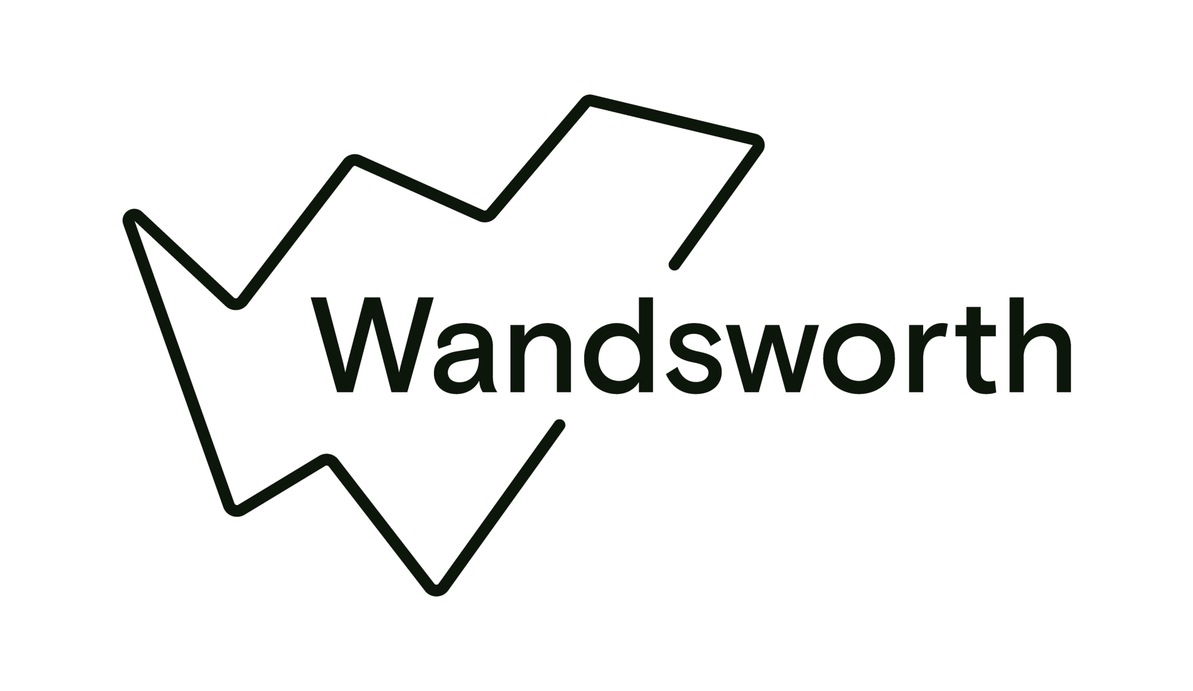 A black outline of the Wandsworth area with the word "Wandsworth" overlaid.